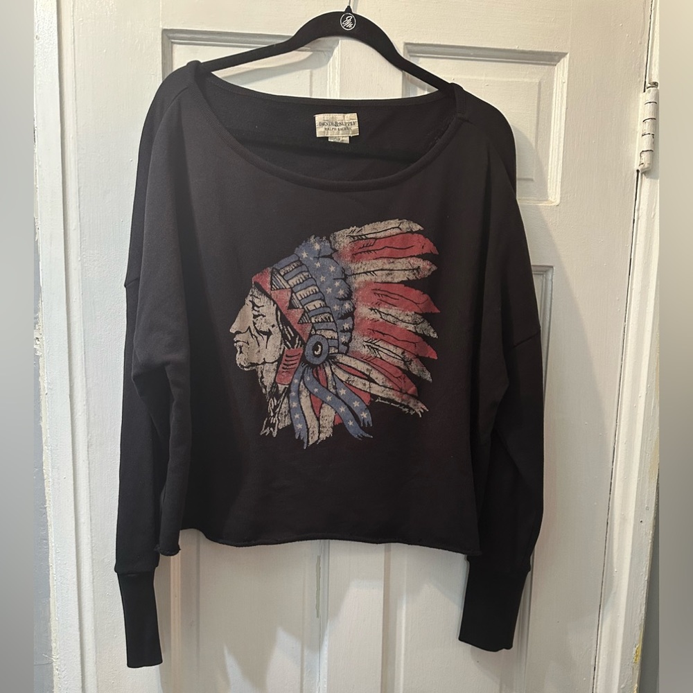 Denim & Supply Ralph Lauren Native American Chief Crop Sweatshirt